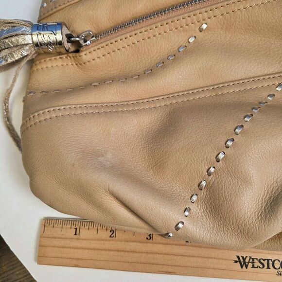 RARE B. Makowsky Crossbody Shoulder Bag Boho Style Camel Leather - Picture 4 of 15